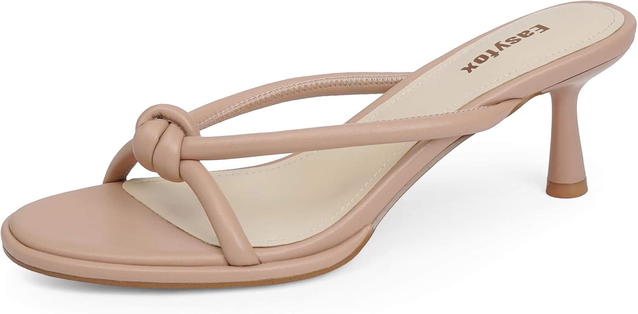 Womens Heeled Sandals Rounded Open Toe Kitten Heels Slip on Bow Mules Sandals Comfort Dress Party... | Amazon (US)