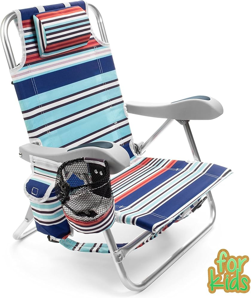 Homevative Kids Folding Backpack Beach Chair with 4 Positions, Carry Handle, Storage Pouch, Cup H... | Amazon (US)