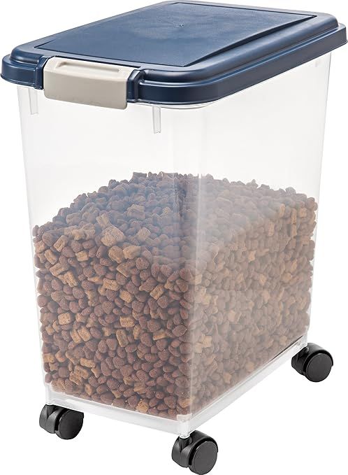 IRIS USA 25Lbs./33Qt. WeatherPro Airtight Pet Food Storage Container with Attachable Casters, For... | Amazon (US)