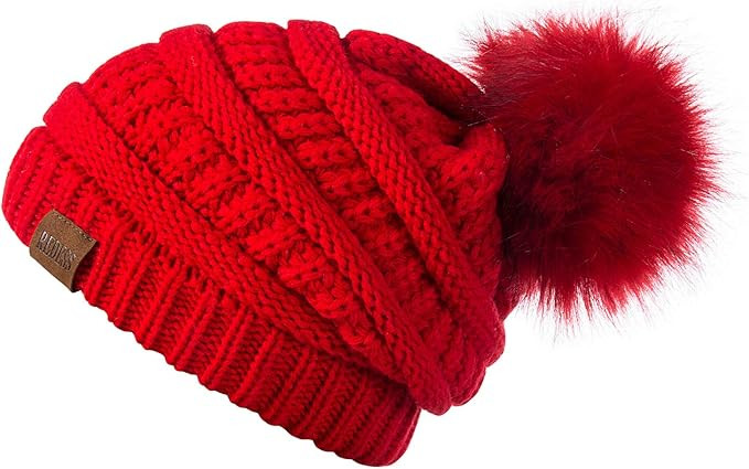 REDESS Women Winter Pom Pom Beanie Hat with Warm Fleece Lined | Amazon (US)