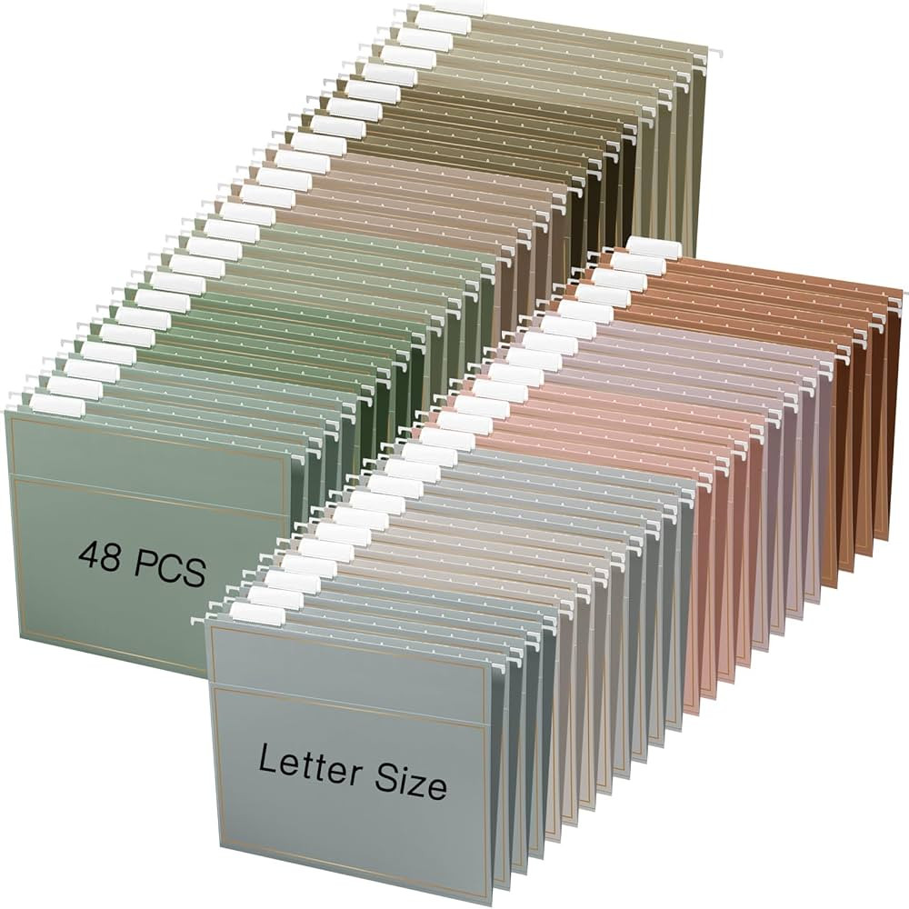 48 Pieces 11.6 x 9 Inches Letter Size Hanging File Folders with Pocket and Tabs Multicolor Pocket... | Amazon (US)