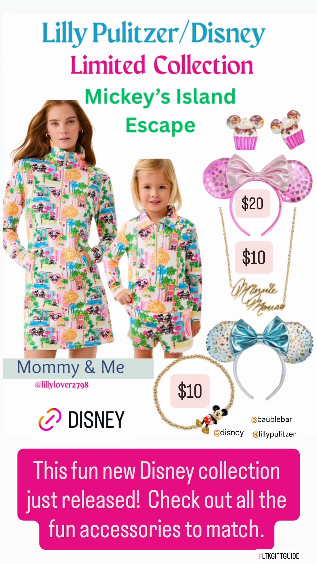 Disney Clothing 

Lilly Pulitzer and Disney just released this new collection and it is so cute!!! Love that it has Mommy & Me matches too! 

Also linked some fun Disney accessories too! Perfect for your next Disney vacay or the Disney lover in your family. 

#LTKBeauty #LTKSaleAlert #LTkTravel #LTKBaby 

Disney, Disney clothing, Mommy & Me, Lilly Pulitzer, Disney vacation. Disney ears, Mickey bracelet, Minnie Mouse, Disney jewelry, Disney trip, Walt Disney World, Disneyland, gift for kids, gift for her, mouse ears, 

#LTKGiftGuide #LTKHoliday #LTKKids