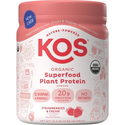 KOS Organic Protein Powder - Strawberry & Cream - Plant Based Protein - 13.75oz | Target