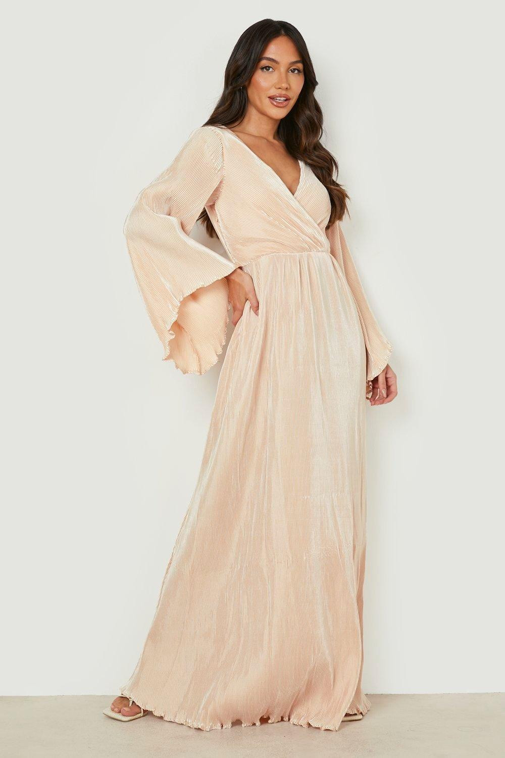 Womens Kimono Mix And Match Bridesmaids Dress - Beige - 12 | Boohoo.com (US & CA)