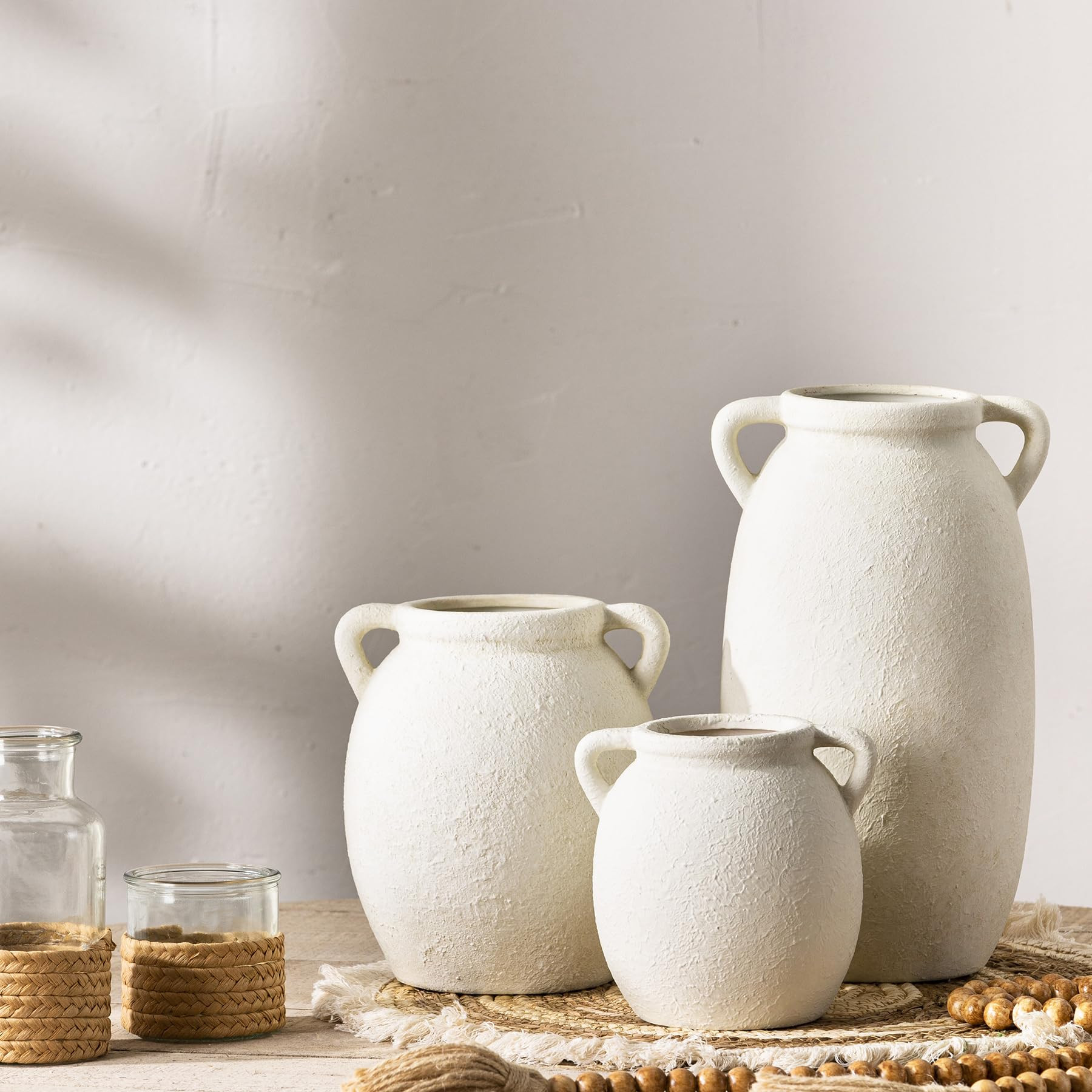 Dobbyby Ceramic Flower Vase 12 inch Farmhouse Rustic Vase Decorative Pottery Terracotta Tall Vase... | Amazon (US)