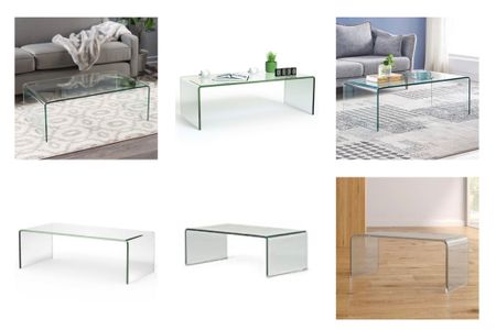 Glass waterfall coffee table, coffee table, acrylic coffee table 