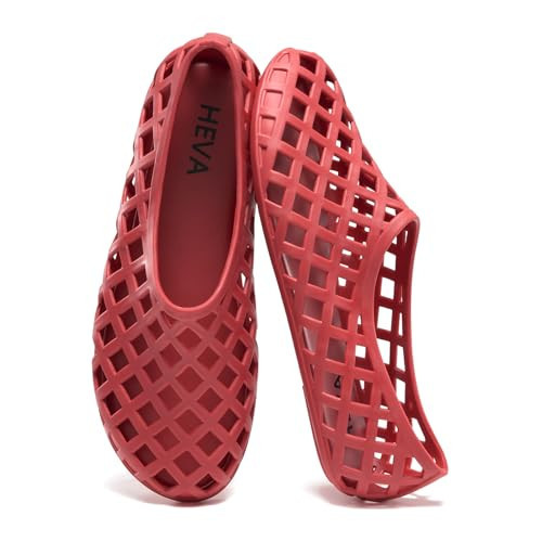 HEVA Women's Jelly Mesh Flats,Red,10 | Amazon (US)