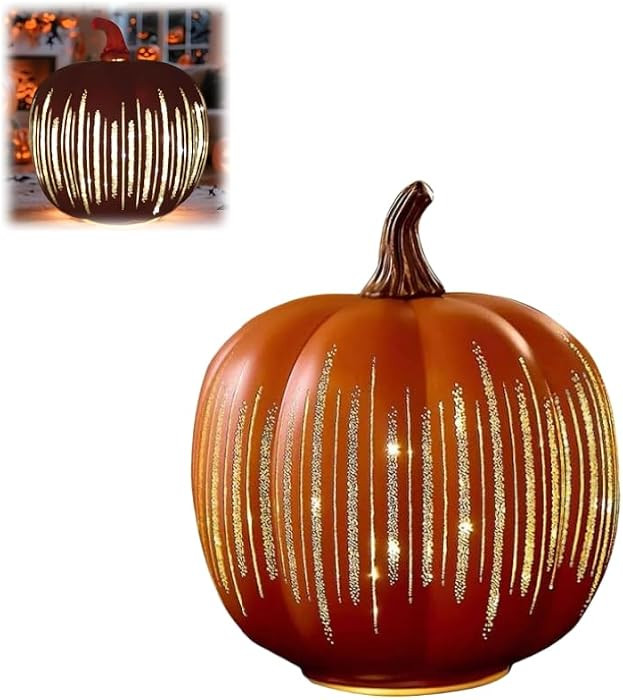 Starry Night Pumpkins, Twinkle Light Pumpkins, Illuminated Starry Night Glass Pumpkin for Fall Ha... | Amazon (US)
