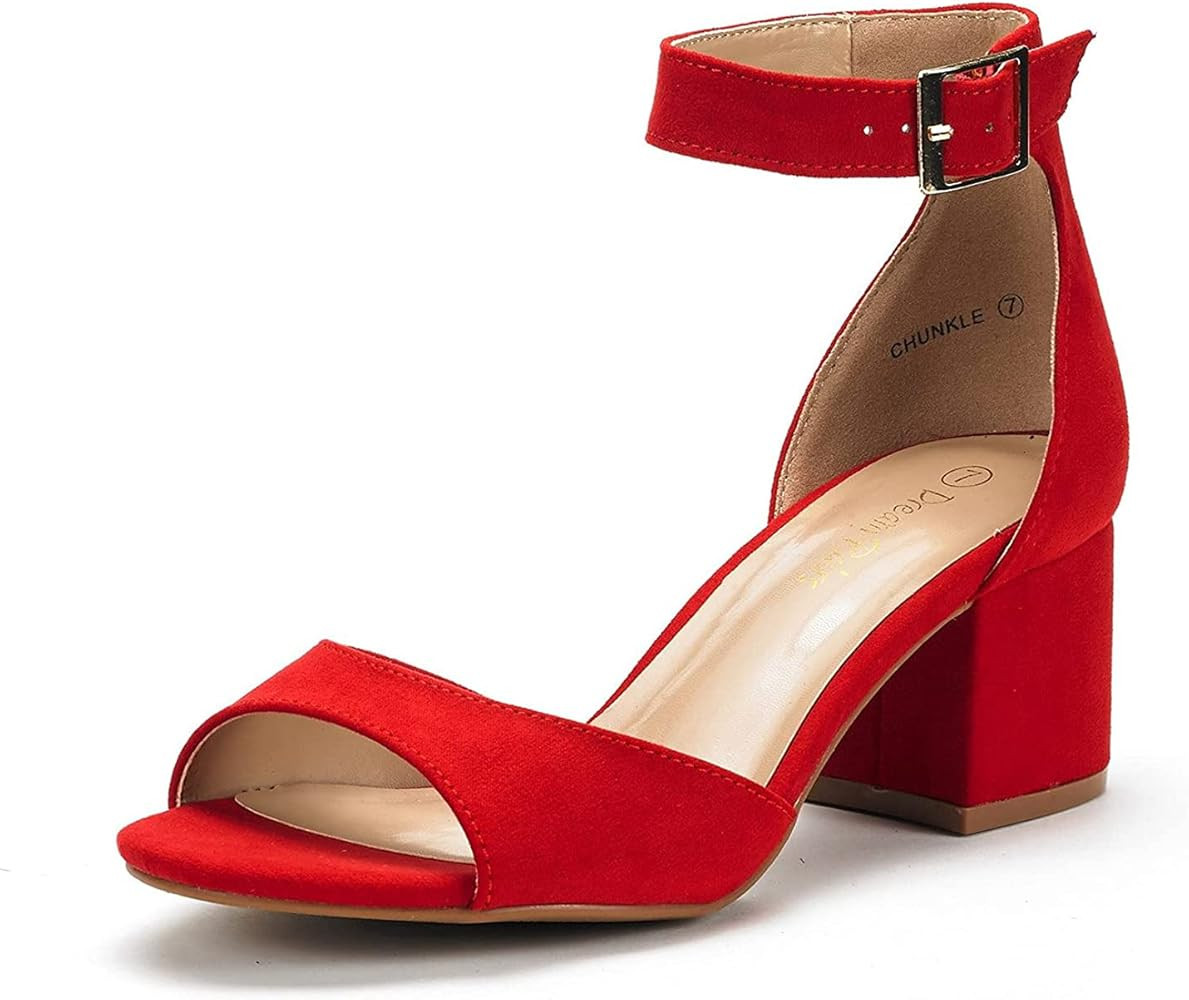 DREAM PAIRS Women's Chunkle Low Heel Pump Sandals | Amazon (US)