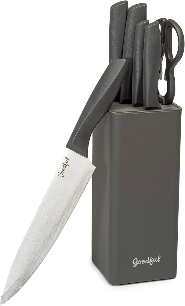 Goodful Premium Knife Set, Sharp High Carbon Stainless Steel Blades with Storage Block, 7 Pieces,... | Amazon (US)
