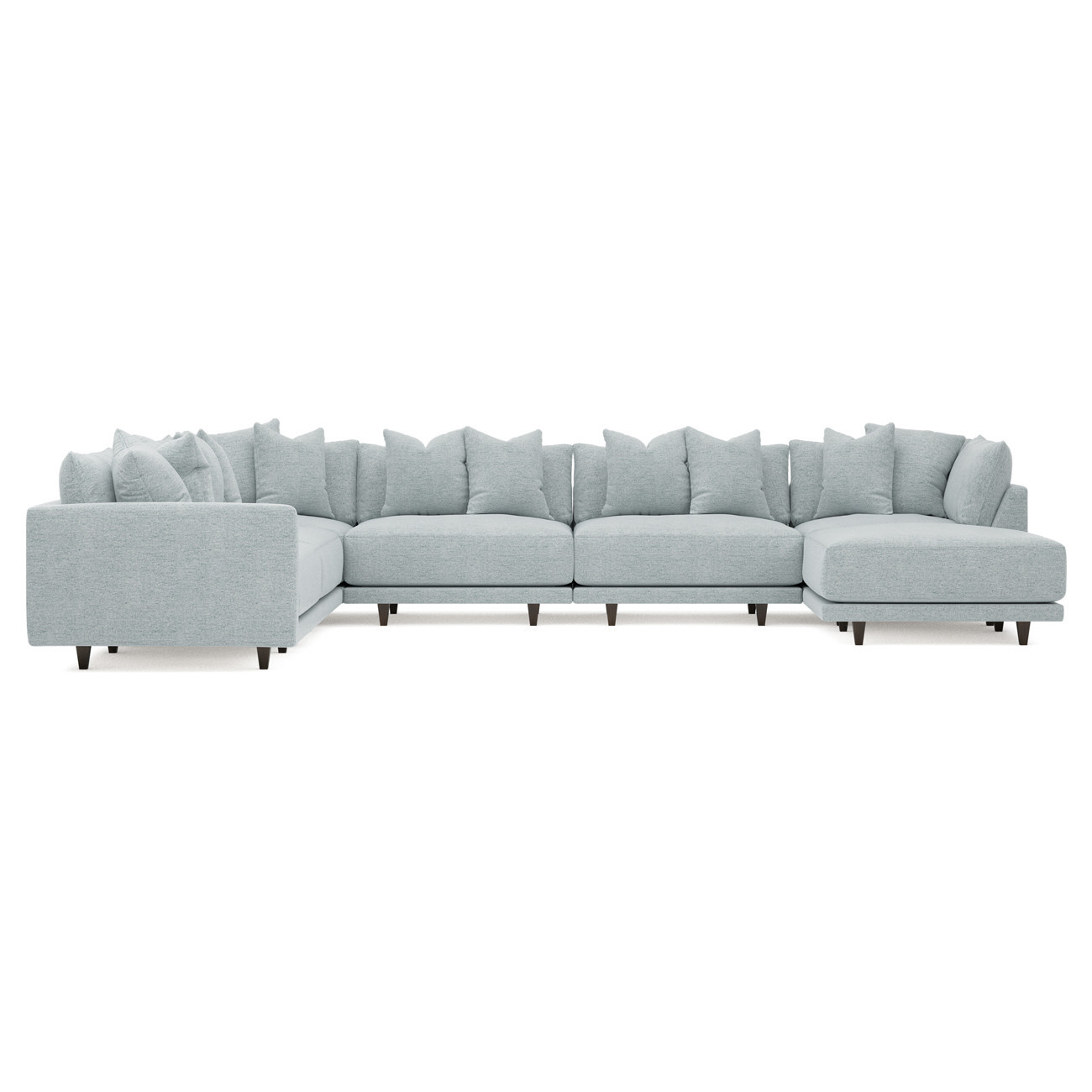 Toulouse Mist Performance Modular 7-Piece Corner Sectional With Ottoman - Right End - 166 | Kathy Kuo Home