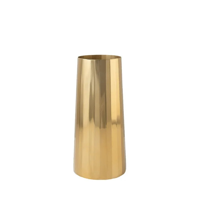 Serene Spaces Living Small Gold Cylinder Metal Flower Vase, Home Decor | Walmart (US)