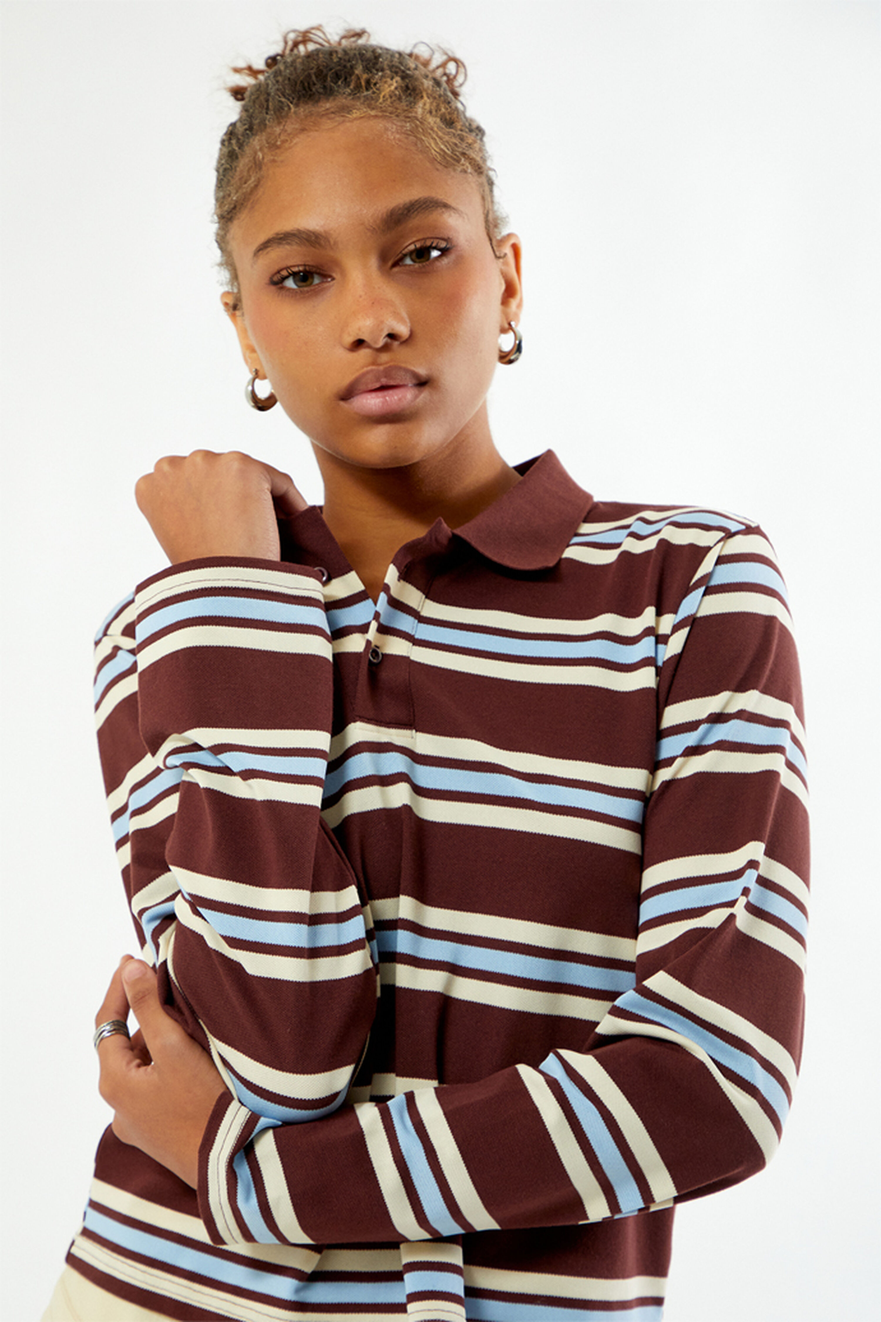 Your Favorite Megan Striped Long Sleeve Polo Shirt | PacSun