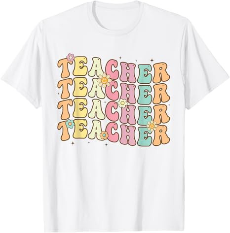 Retro Teacher Inspirational Colorful Back to School Teacher T-Shirt | Amazon (US)