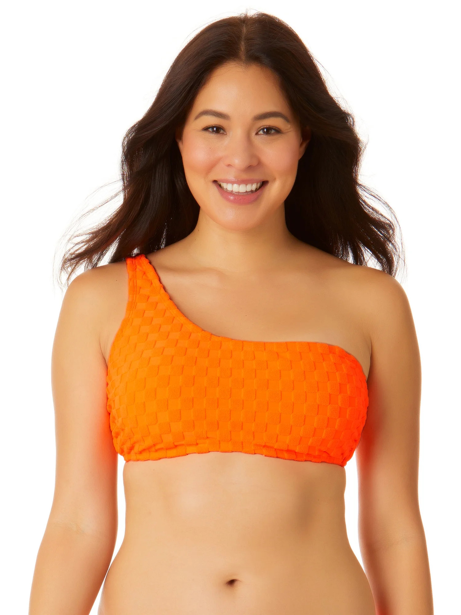No Boundaries Juniors Mix and Match Check Terry Asymmetrical Bikini Swimsuit Top | Walmart (US)