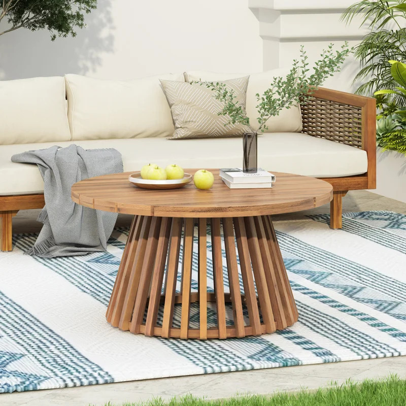 Vihaan Outdoor Coffee Table, Round Coffee Table, Small Coffee Table, Solid Wood Coffee Table | Wayfair North America