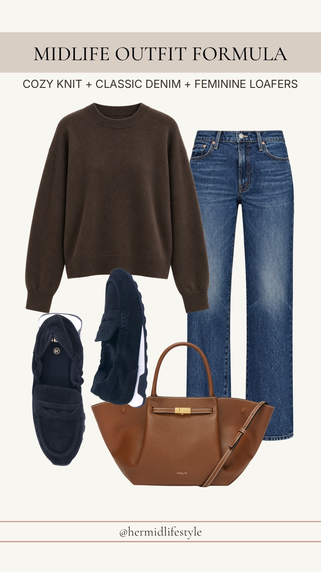 This cozy brown knit with classic denim is such an easy fall outfit formula. I love adding the feminine loafers and brown bag for a simple, polished look that feels comfortable and easy to wear.

#LTKootd #LTKgrwm #LTKOver40