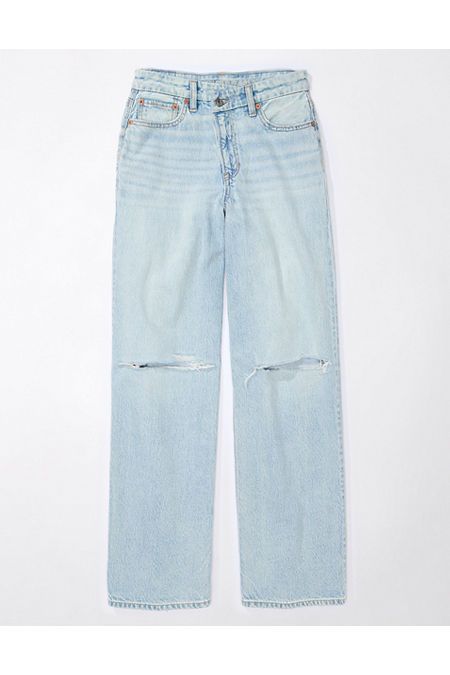 AE Strigid Curvy Super High-Waisted Ripped Baggy Straight Jean | American Eagle Outfitters (US & CA)