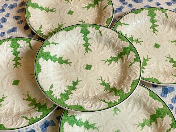 Antique RARE Wedgwood Green and White Majolica Lettuce Cabbage - Etsy | Etsy (US)