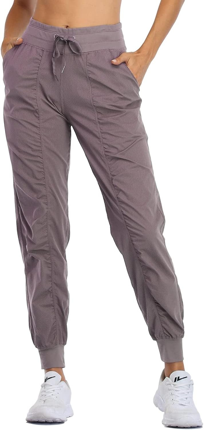 Willit Women's Studio Joggers Hiking Travel Dance Pants Striped Workout Lounge Drawstring Pants with | Amazon (US)