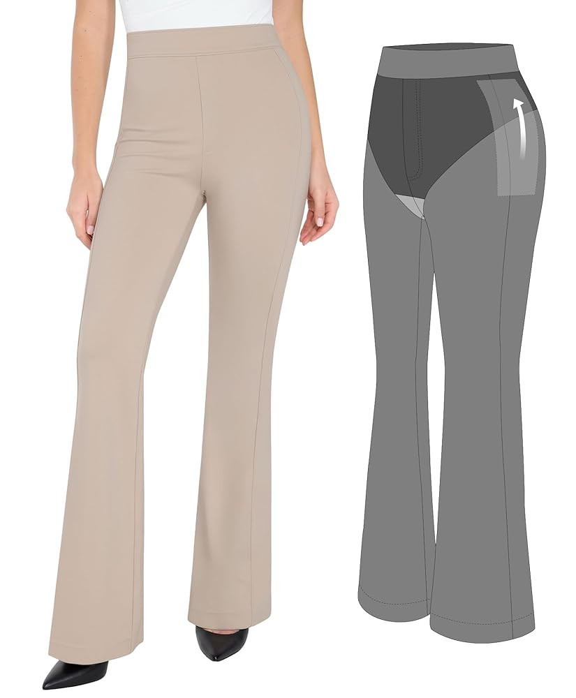 Popilush Dress Pants Women - Comfy Work Pants Flare High Waisted Stretchy Bootcut Wide Leg Trouse... | Amazon (US)