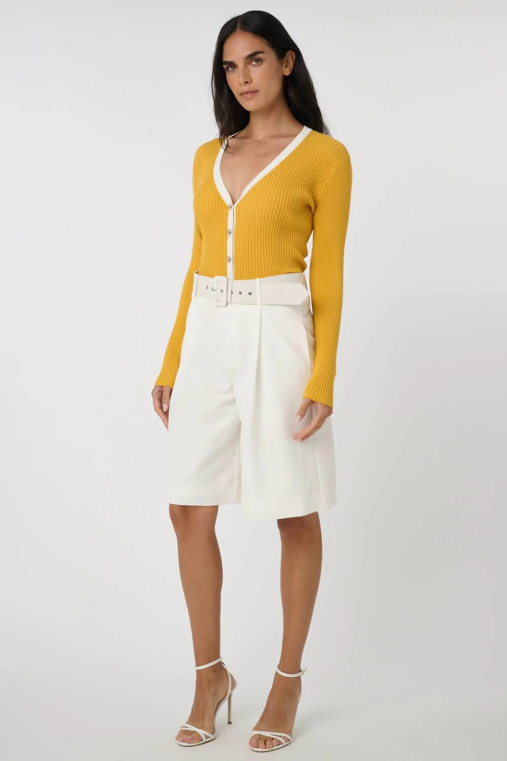 Nina Belted Culotte Pants In Optic | Shop Simon