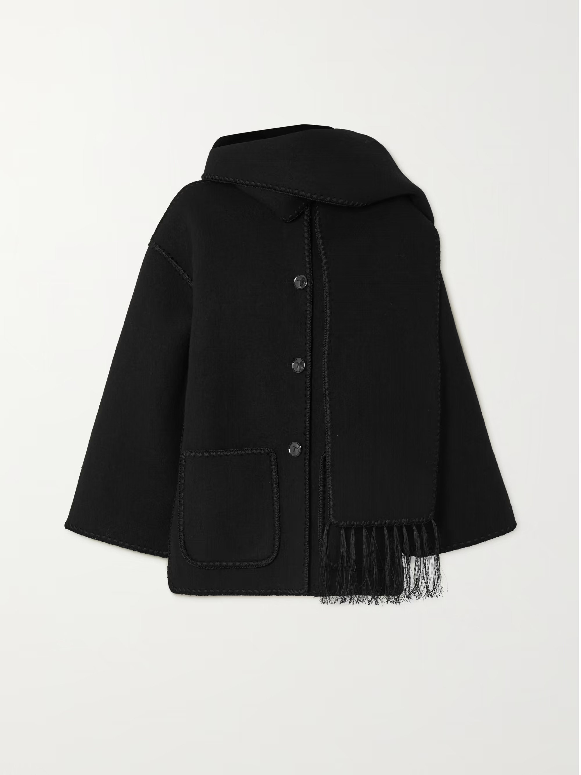 Draped fringed wool-blend jacket | NET-A-PORTER (UK & EU)