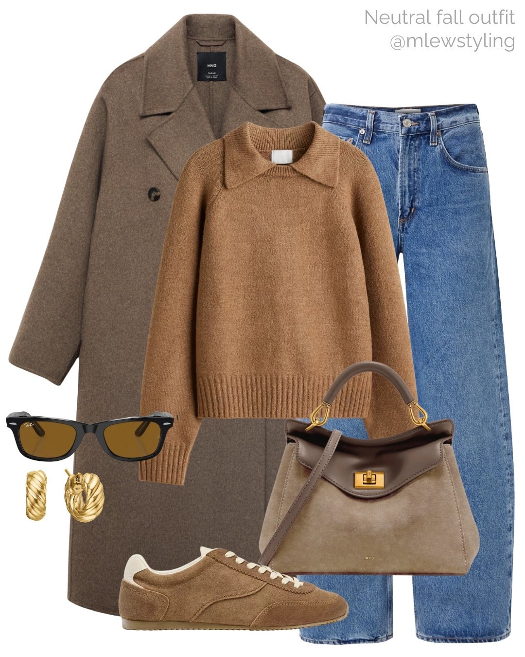 Neutral fall outfit with an oversized wool coat from mango 🤎

Tags: agolde baggy jeans, JW PEI faux suede bag, Abercrombie sneakers, rayban sunglasses, gold hoop earrings, autumn outfit, elevated everyday look, collared sweater 

#LTKStyleTip #LTKItBag #LTKShoeCrush