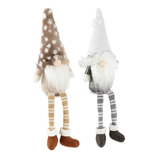 North Pole Trading Co. Chateau Set Of 2 16.5" Sitting Fur Hat Gnomes | JCPenney