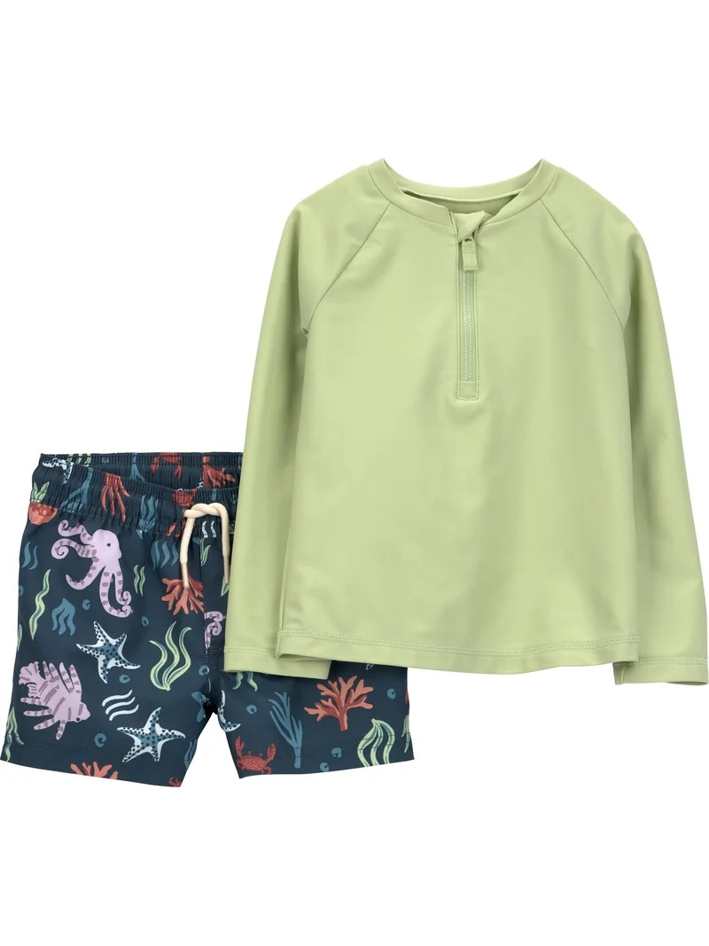 Carter's Child of Mine Toddler Boy Rash Guard Swimsuit Set, 2-Piece, Sizes 12M-5T | Walmart (US)