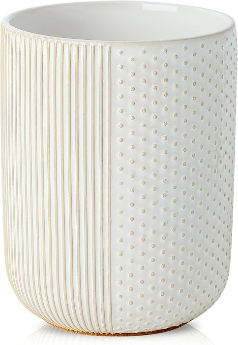 Ceramic Utensil Holder with Cork Mat for Countertop, Utensil Crocks, Kitchen Tool Holder, Cooking... | Amazon (US)