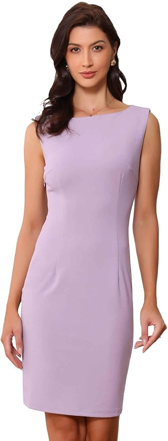 Allegra K Sheath Dress for Women's Business Teacher Sleeveless Boat Neck Dressy Casual Office Dre... | Amazon (US)