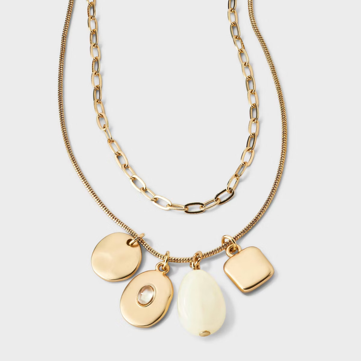 Multi Row Mixed Charm Necklace - A New Day™ Gold | Target