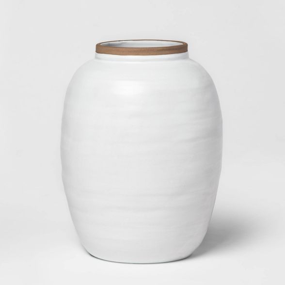 13.2" x 10.5" Reactive Glaze Ceramic Ginger Jar Vase White - Threshold™ | Target