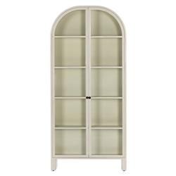 Sheila Industrial Clear Glass White Iron Frame Curved 2 Door Display Case | Kathy Kuo Home