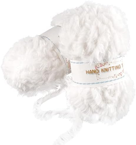 WXJ13 2 Roll Faux Fur Yarn, Chunky Yarn White Soft Fluffy Fur Yarn Fuzzy Fur Yarn Eyelash Yarn for C | Amazon (US)
