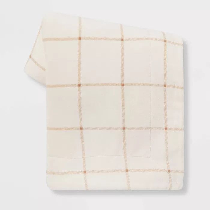 Windowpane Printed Plush Throw Blanket with Sherpa Reverse - Threshold™ | Target