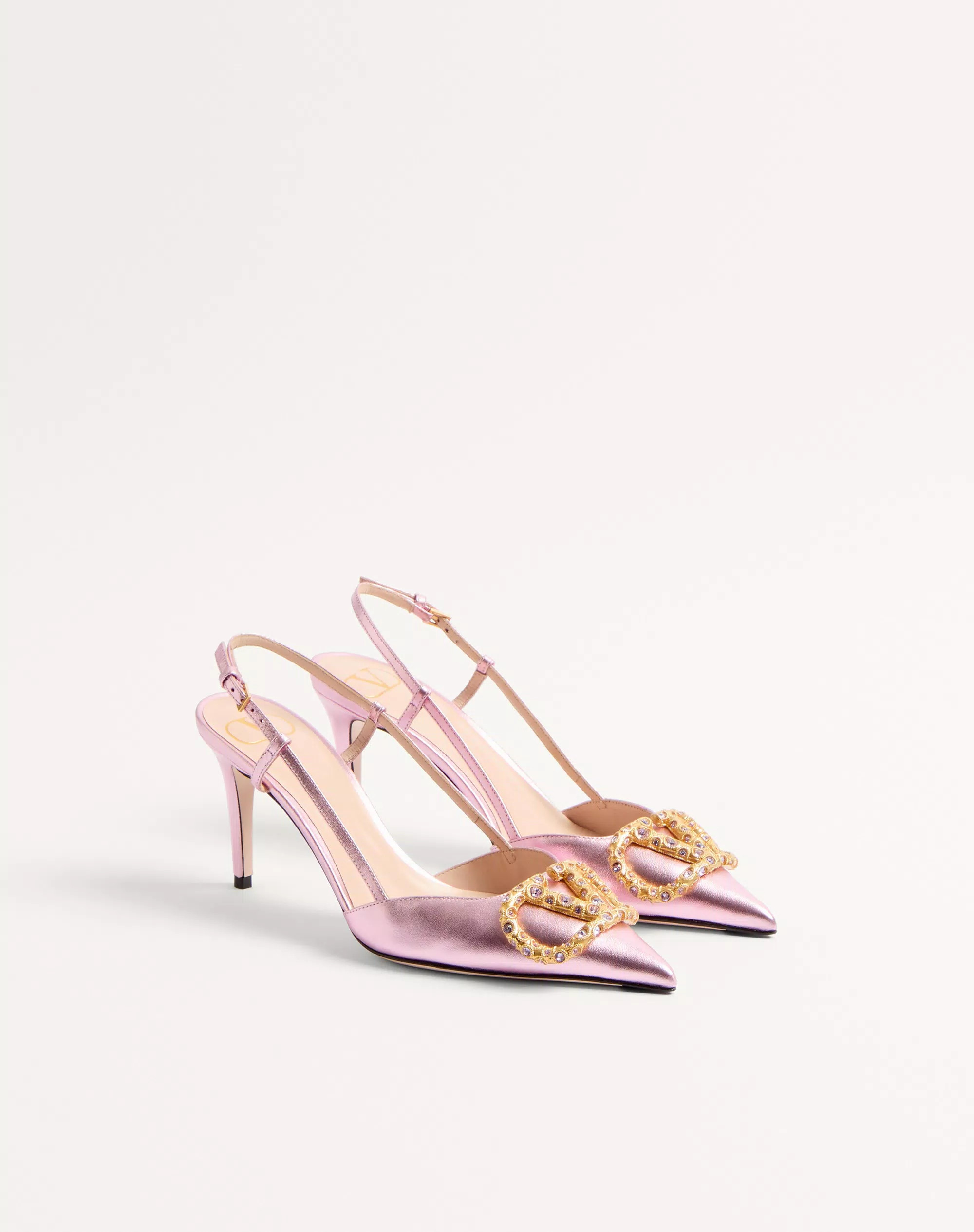 VLogo Signature Slingback Pump In Laminated Nappa Leather 80Mm | Valentino