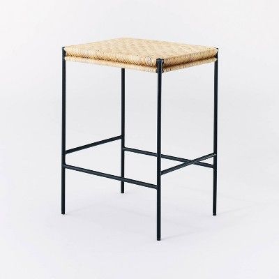 Woven Counter Height Barstool with Metal Legs Natural - Threshold&#8482; designed with Studio McG... | Target