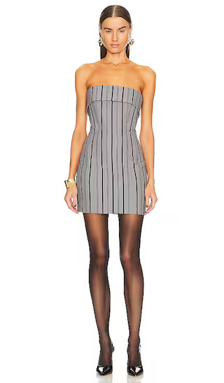 Mini Strapless Suit Dress in Grey Stripe | Revolve Clothing (Global)