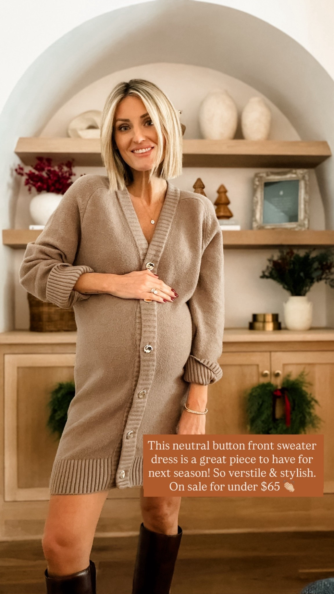 This neutral sweater dress is a great closet staple! So many ways you could style this all season long! Wearing size medium to accommodate the bump.

Loverly Grey, Abercrombie, sweater dress, neutral dress, winter fashion, winter outfit ideas 

#LTKootd #LTKSeasonal #LTKSaleAlert