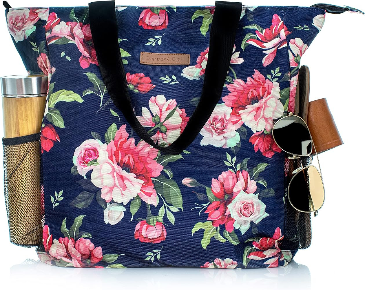 Dapper&Doll Waterproof Sandproof Beach Tote Bags - Zipper Top for Boat, Pool, Work, Gifts for Wom... | Amazon (US)