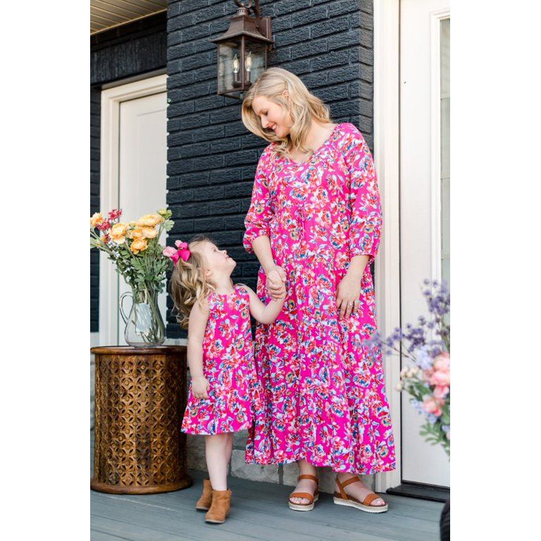 The Pioneer Woman Mommy & Me Printed Tiered Maxi Dress, Women's | Walmart (US)