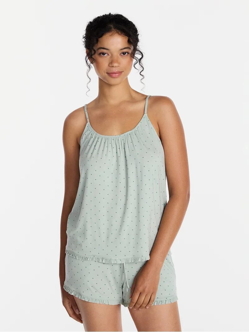 Joyspun Women’s Modal-Blend Ruffle Trim Cami and Shorts Sleepwear Set, 2-Piece, Sizes XS-3X | Walmart (US)