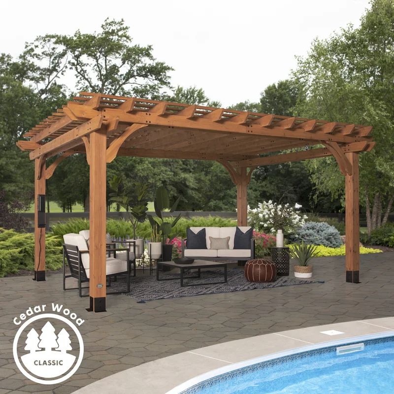 12 Ft. W x 16 Ft. D Solid Wood Pergola | Wayfair North America