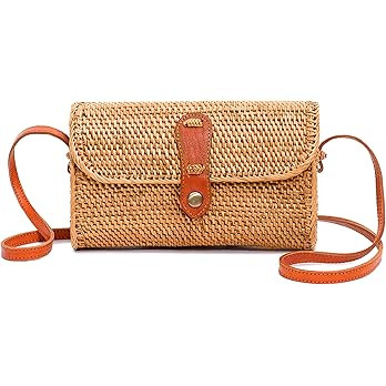 Novum Crafts Round Rattan Bag for Women - Handmade Ata Wicker Woven Purse - Circle, Square, Oval ... | Amazon (US)