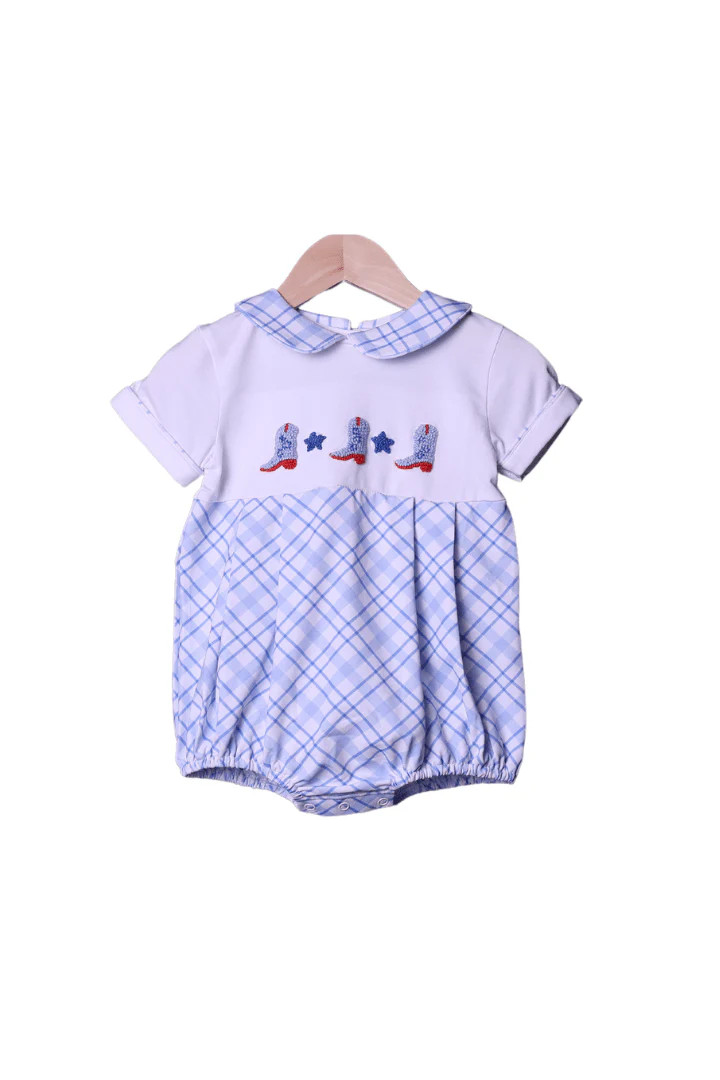 French Knot Boots Blue Bubble | The Smocked Flamingo