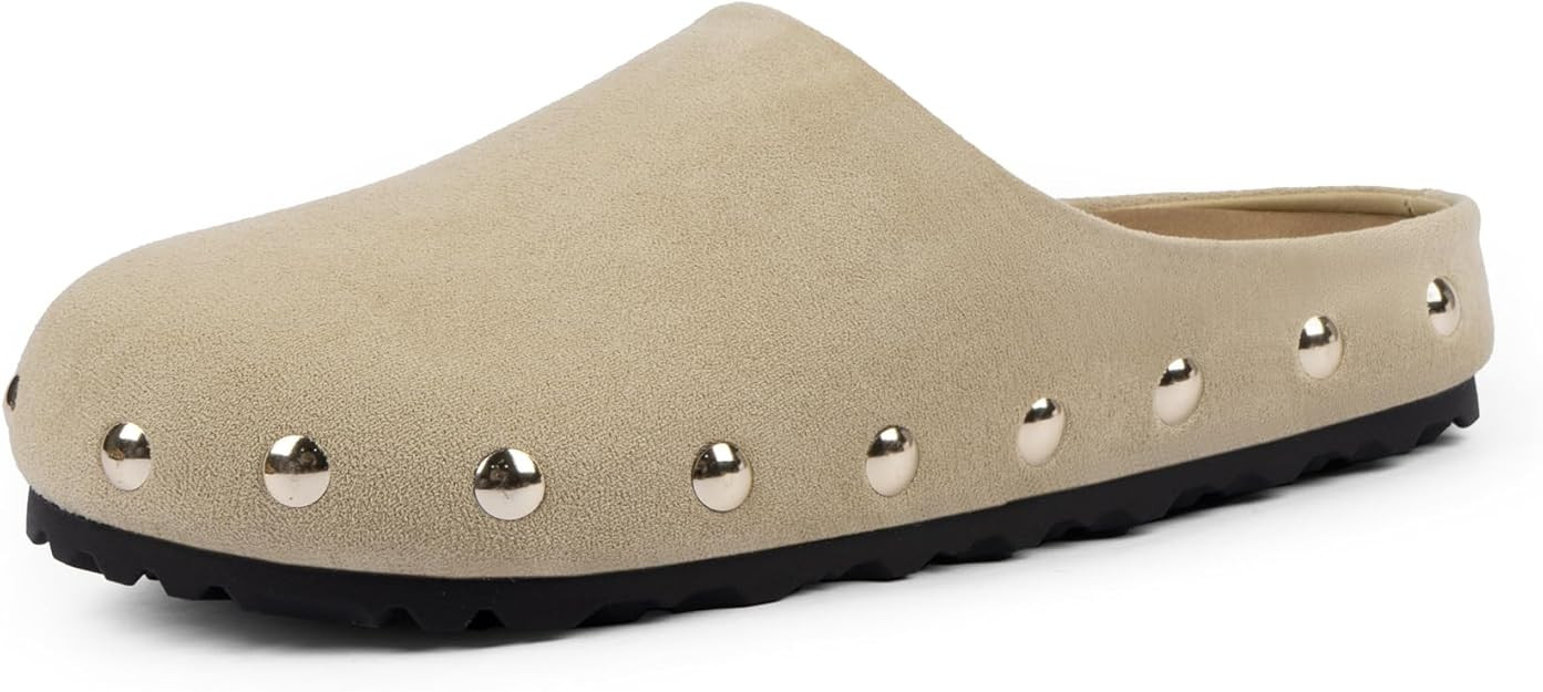 Clogs for Women Slip on Faux Suede Studded Mules Comfortable Footbed Mule Potato Shoes for Women | Amazon (US)