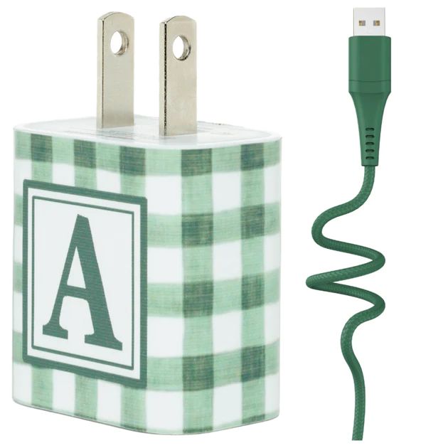 Green Gingham Letter Set | Classy Chargers