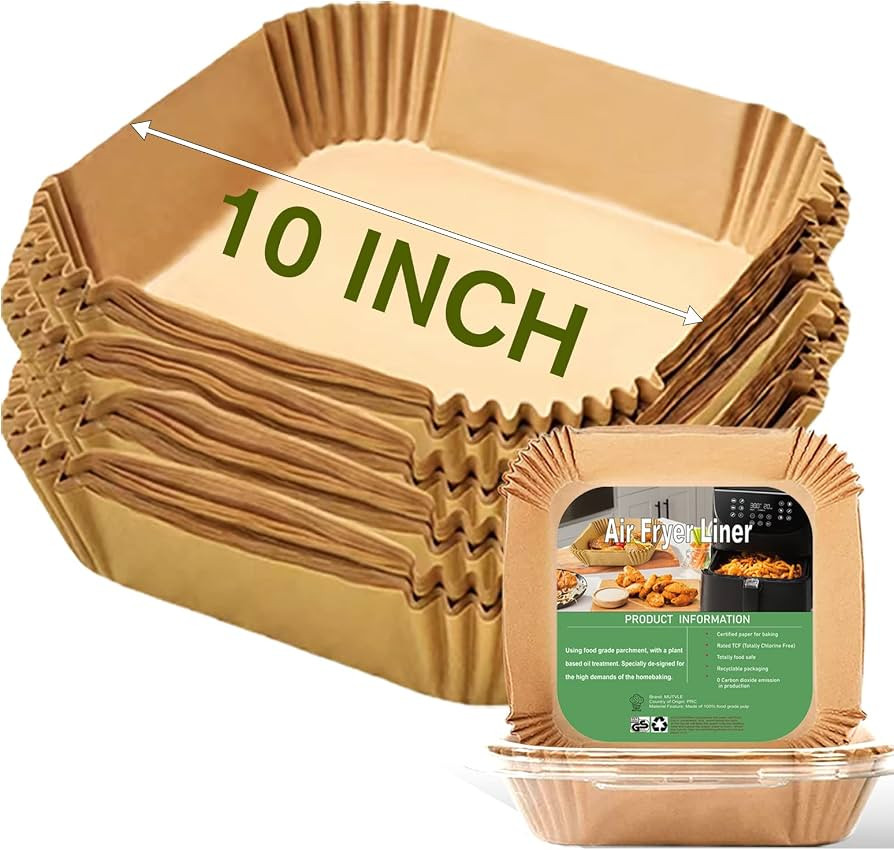 10 Inch Largest Square Air Fryer Disposable Paper Liner, XXL 100Pcs Air Fryer Parchment Liners fo... | Amazon (US)